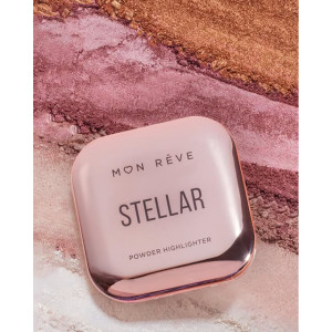 Mon Reve Stellar  Powder Highlighter 02 ( Golden sand )  Прахообразен хайлайтър за незабавен блясък - 8 ml