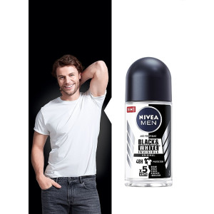 Nivea Black & White Invisible  Рол-он против изпотяване "Невидим за черно и бяло" за мъже, 50ml