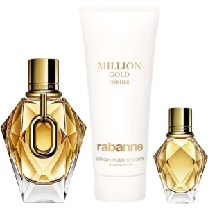 Paco Rabanne Million Gold For Her  Set ( 90 ml EDP + 100 ml Body lotion + 10 ml EDP )  Дамски подаръчен комплект
