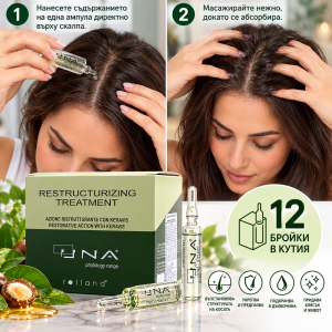 Rolland Una Restructurizing Treatment Възстановяващи ампули за суха и изтощена коса -  10ml