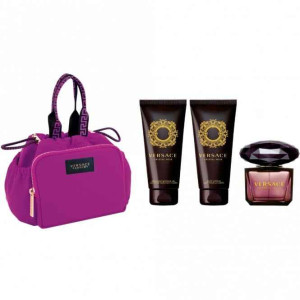 Versace Crystal Noir  Set ( 90 ml EDT + 100 ml Body lotion + 100 ml Shower gel + Bag ) Дамски подаръчен комплект