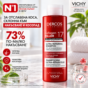 Vichy Dercos Collagen 17 Filler Ultra-Repairing Shampoo Ултра-възстановяващ шампоан  за увредена коса, 200ml