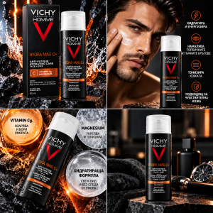 VICHY HOMME MAG C+   Виши Мъжки Хидратиращ и укрепващ крем за лице и очи, 50ml
