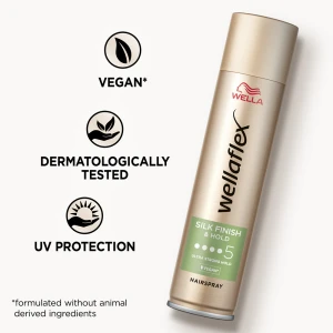 Wella Wellaflex Silk Finish & Hold Лак за коса със силно фиксиране, копринено покритие и ниво 5 , 250ml